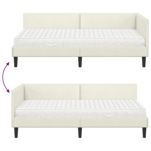 vidaXL Rohový rám postele s matracom Iný 2 pcs Krémová Zamat – Obrázok 12