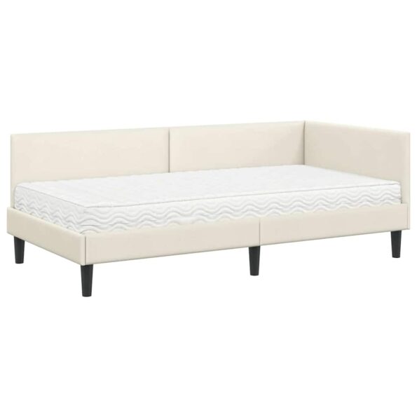 vidaXL Rohový rám postele s matracom Iný 2 pcs Krémová Zamat – Obrázok 4