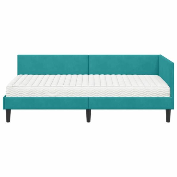 vidaXL Rohový rám postele s matracom Iný 2 pcs Tyrkysová Zamat – Obrázok 5