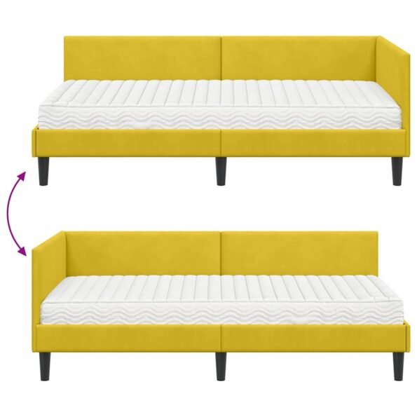 vidaXL Rohový rám postele s matracom Iný 2 pcs Žltá Zamat – Obrázok 12