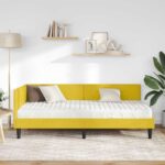 vidaXL Rohový rám postele s matracom Iný 2 pcs Žltá Zamat – Obrázok 3