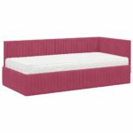 vidaXL Rohový rám postele s matracom 2 pcs Zelená Zamat – Obrázok 4