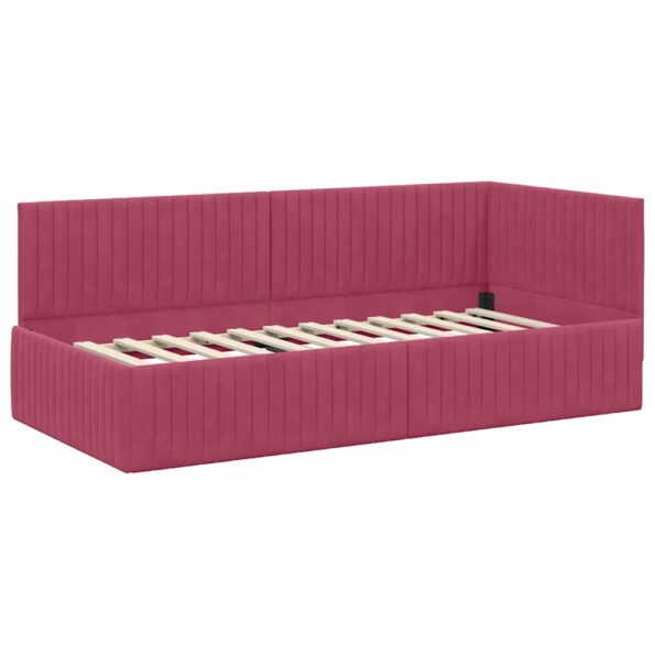 vidaXL Rohový rám postele s matracom 2 pcs Zelená Zamat – Obrázok 6