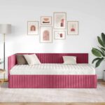 vidaXL Rohový rám postele s matracom 2 pcs Zelená Zamat – Obrázok 3