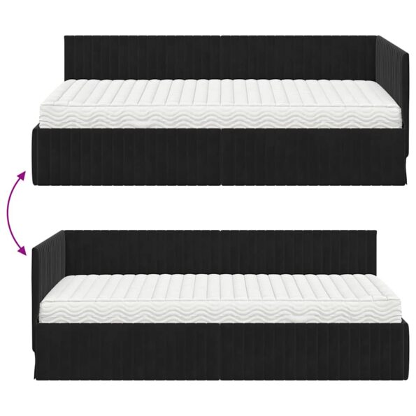 vidaXL Rohový rám postele s matracom 2 pcs Čierna Zamat – Obrázok 12