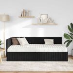 vidaXL Rohový rám postele s matracom 2 pcs Čierna Zamat – Obrázok 3
