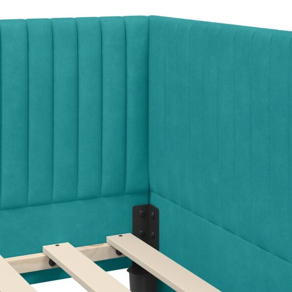 vidaXL Rohový rám postele s matracom 2 pcs Tyrkysová Zamat – Obrázok 10
