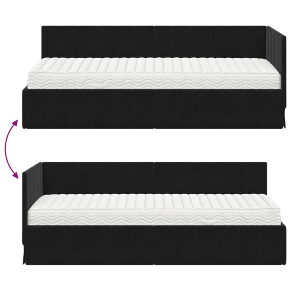 vidaXL Rohový rám postele s matracmi Čierna 80 x 200 cm Zamat – Obrázok 11