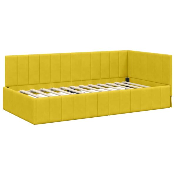 vidaXL Rohový rám postele s matracom s čelnou doskou 2 pcs Žltá Zamat – Obrázok 5