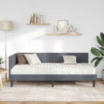 vidaXL Rohový rám postele s matracmi Tmavo šedá 90 x 190 cm Zamat – Obrázok 3