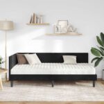 vidaXL Rohový rám postele s matracmi Čierna 90 x 200 cm Zamat – Obrázok 3