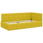 vidaXL Rohový rám postele s matracom s čelnou doskou 2 pcs Žltá Zamat – Obrázok 6