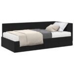 vidaXL Rohový rám postele s matracom 2 pcs Čierna Zamat – Obrázok 2