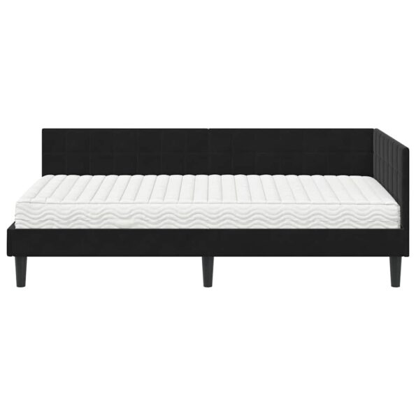 vidaXL Rohový rám postele s matracom 2 pcs Čierna Zamat – Obrázok 5