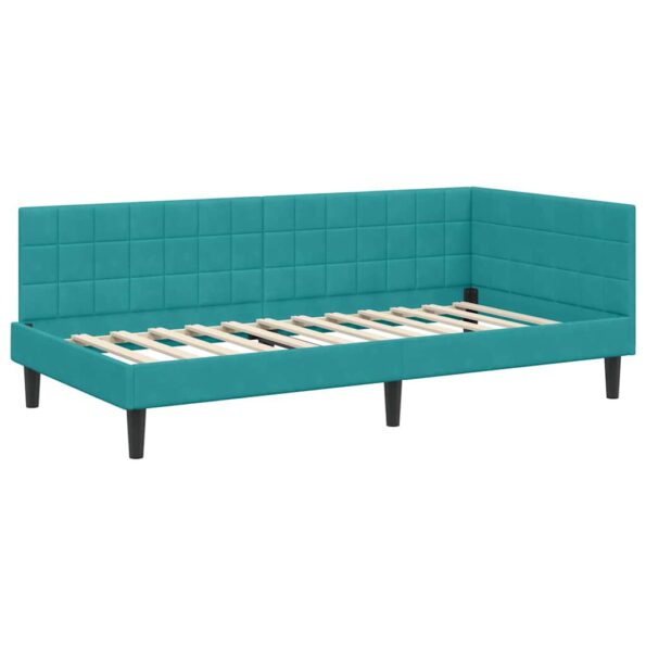 vidaXL Rohový rám postele s matracom Tyrkysová 90 x 190 cm Zamat – Obrázok 6