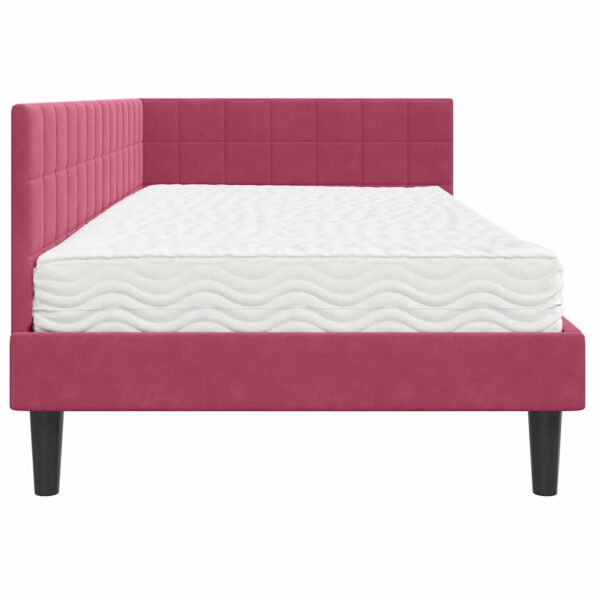 vidaXL Rohový rám postele s matracom 2 pcs Zelená Zamat – Obrázok 8