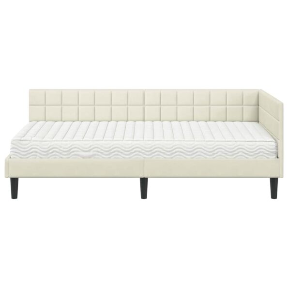 vidaXL Rohový rám postele s matracom 2 pcs Krémová Zamat – Obrázok 5