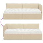 vidaXL Rohový rám postele s matracom 2 pcs Krémová Zamat – Obrázok 12