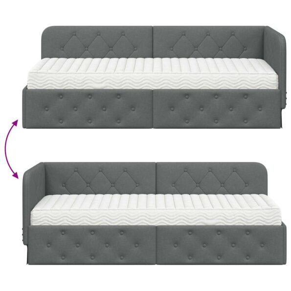 vidaXL Rohový rám postele Tmavo šedá 80 x 200 cm látka – Obrázok 12