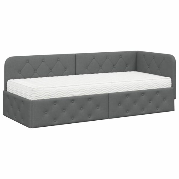 vidaXL Rohový rám postele Tmavo šedá 80 x 200 cm látka – Obrázok 2