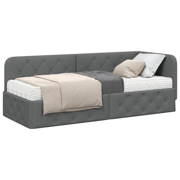vidaXL Rohový rám postele Tmavo šedá 80 x 200 cm látka – Obrázok 3
