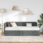 vidaXL Rohový rám postele Tmavo šedá 80 x 200 cm látka – Obrázok 4