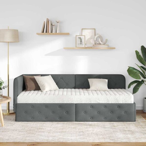 vidaXL Rohový rám postele Tmavo šedá 80 x 200 cm látka – Obrázok 4