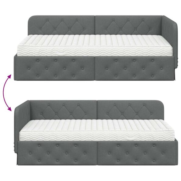 vidaXL Rohový rám postele Tmavo šedá 90 x 190 cm látka – Obrázok 12