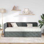 vidaXL Rohový rám postele Tmavo šedá 90 x 190 cm látka – Obrázok 4