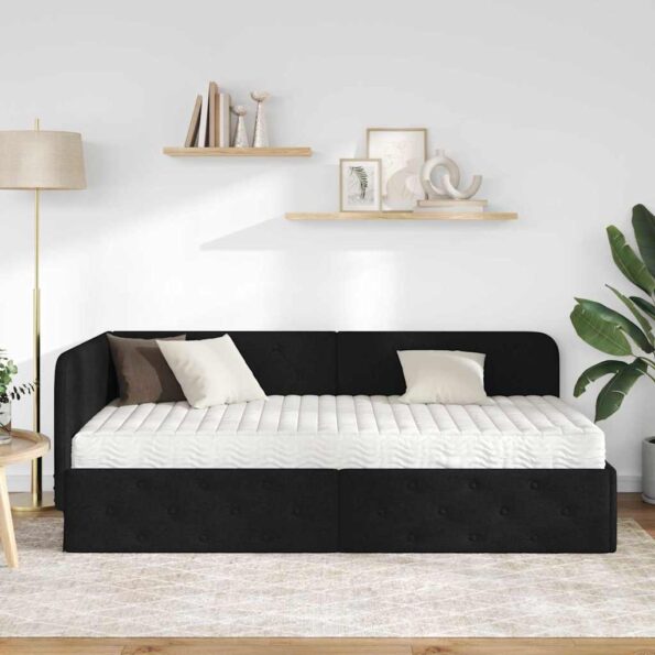 vidaXL Rohový rám postele Čierny 90 x 190 cm látka – Obrázok 4