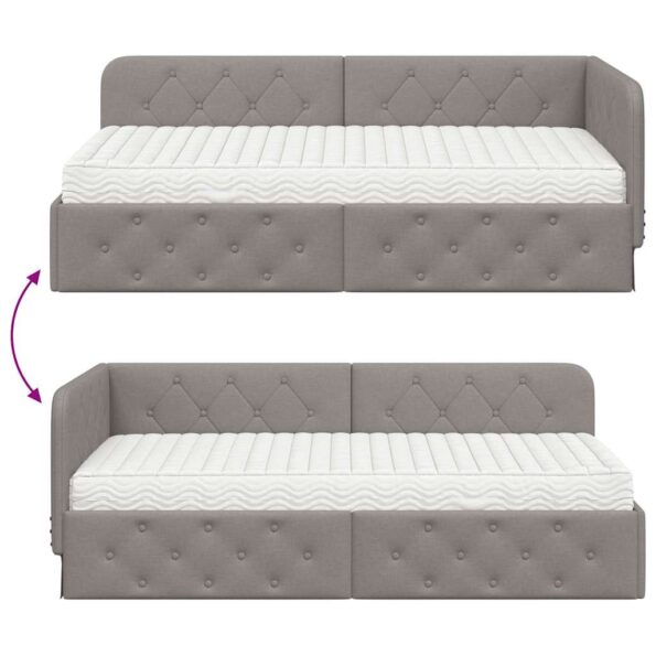 vidaXL Rohový rám postele Sivohnedá 90 x 190 cm látka – Obrázok 12