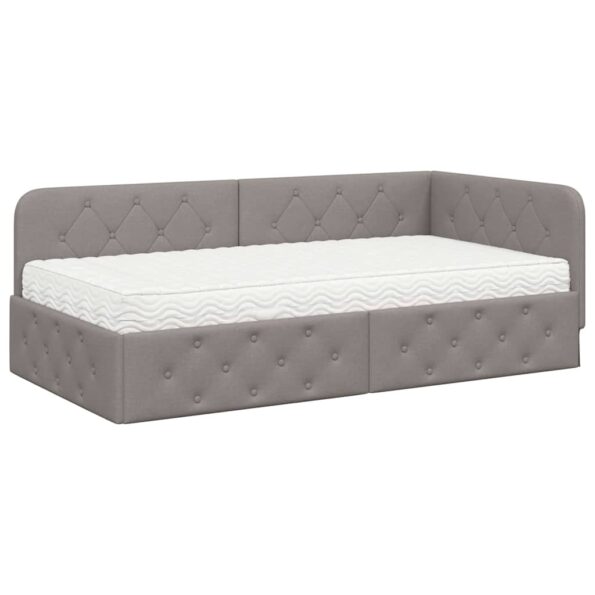 vidaXL Rohový rám postele Sivohnedá 90 x 190 cm látka – Obrázok 2