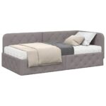 vidaXL Rohový rám postele Sivohnedá 90 x 190 cm látka – Obrázok 3