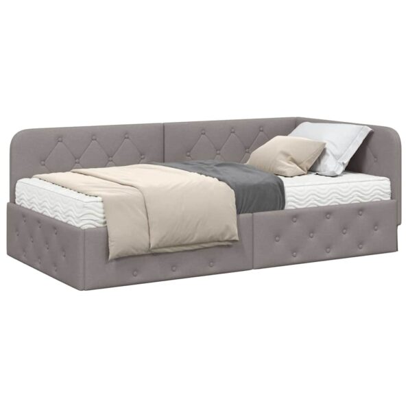 vidaXL Rohový rám postele Sivohnedá 90 x 190 cm látka – Obrázok 3
