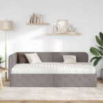 vidaXL Rohový rám postele Sivohnedá 90 x 190 cm látka – Obrázok 4