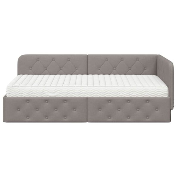 vidaXL Rohový rám postele Sivohnedá 90 x 190 cm látka – Obrázok 5