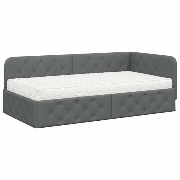 vidaXL Rohový rám postele Tmavo šedá 90 x 200 cm látka – Obrázok 2