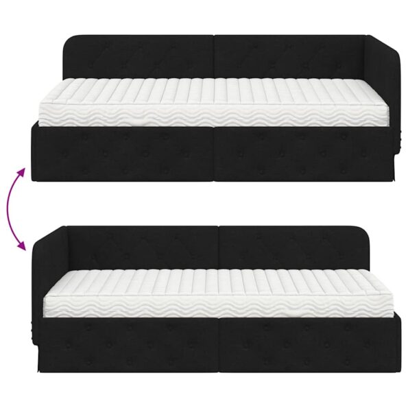 vidaXL Rohový rám postele s matracmi Čierna 90 x 200 cm látka – Obrázok 12