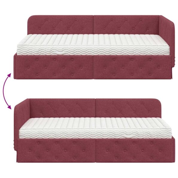 vidaXL Rohový rám postele Víno červené 90 x 200 cm látka – Obrázok 12