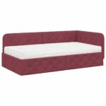 vidaXL Rohový rám postele Víno červené 90 x 200 cm látka – Obrázok 2
