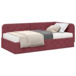 vidaXL Rohový rám postele Víno červené 90 x 200 cm látka – Obrázok 3