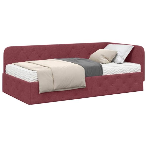 vidaXL Rohový rám postele Víno červené 90 x 200 cm látka – Obrázok 3
