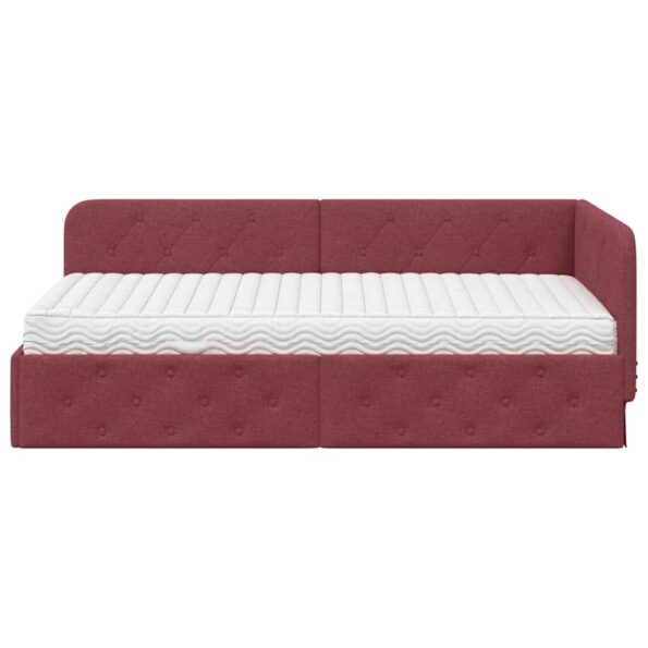 vidaXL Rohový rám postele Víno červené 90 x 200 cm látka – Obrázok 5