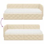 vidaXL Rohový rám postele s matracmi Krémová 90 x 200 cm látka – Obrázok 12