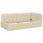 vidaXL Rohový rám postele s matracmi Krémová 90 x 200 cm látka – Obrázok 6