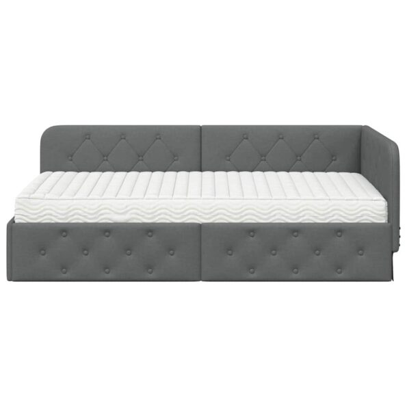 vidaXL Rohový rám postele Tmavo šedá 100 x 200 cm látka – Obrázok 5