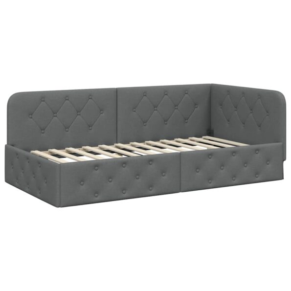 vidaXL Rohový rám postele Tmavo šedá 100 x 200 cm látka – Obrázok 6