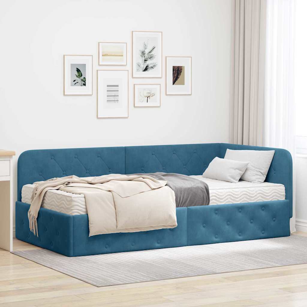 3394071_1.jpg vidaXL Rohový rám postele Modrá 90 x 190 cm Zamat – Obrázok 1