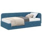 vidaXL Rohový rám postele Modrá 90 x 190 cm Zamat – Obrázok 3