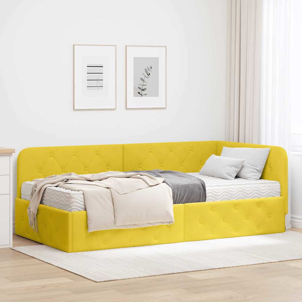3394078_1.jpg vidaXL Rohový rám postele Žltá 90 x 190 cm Zamat – Obrázok 1